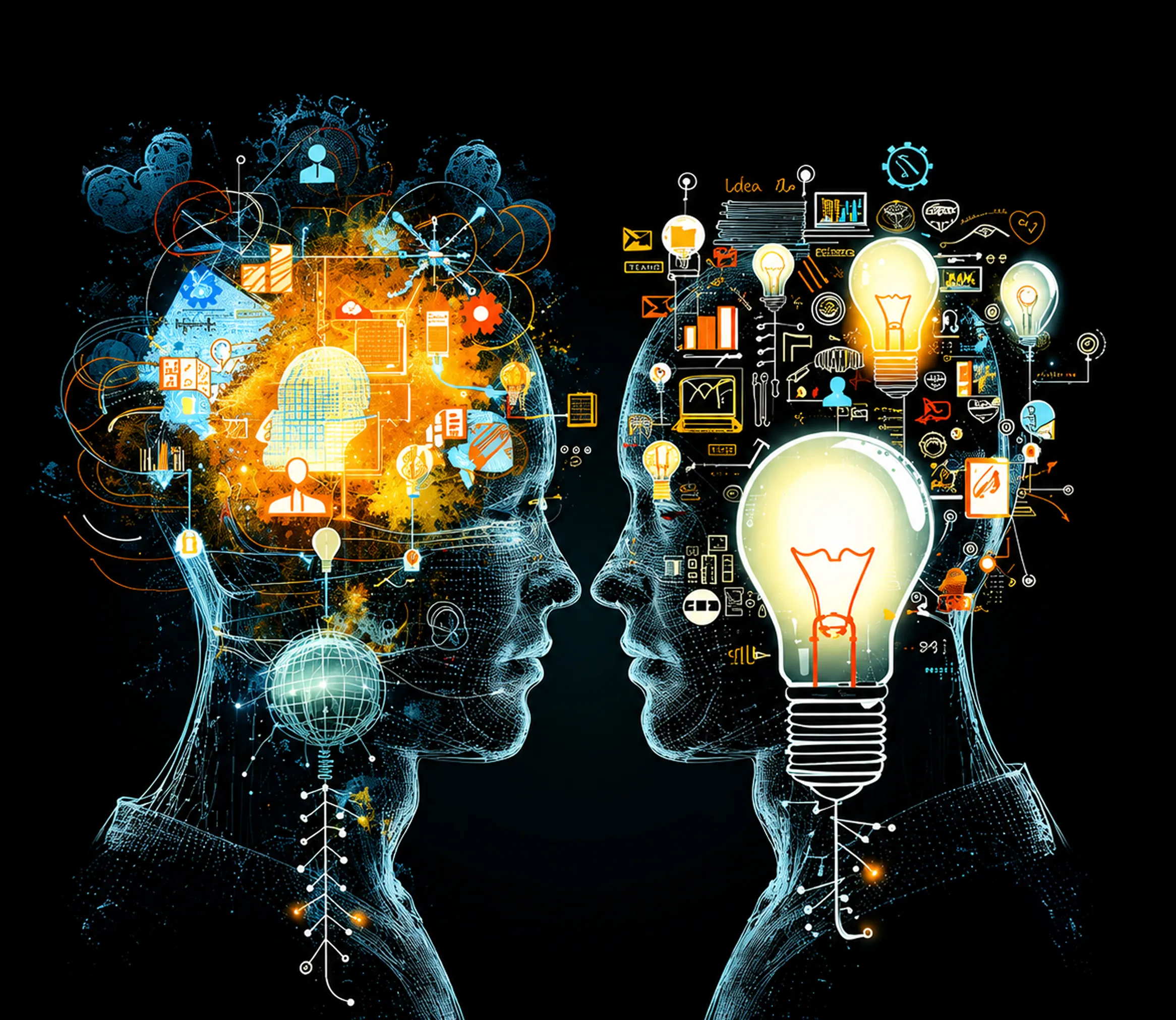 AI Intelligence Brain Bulb Graphic