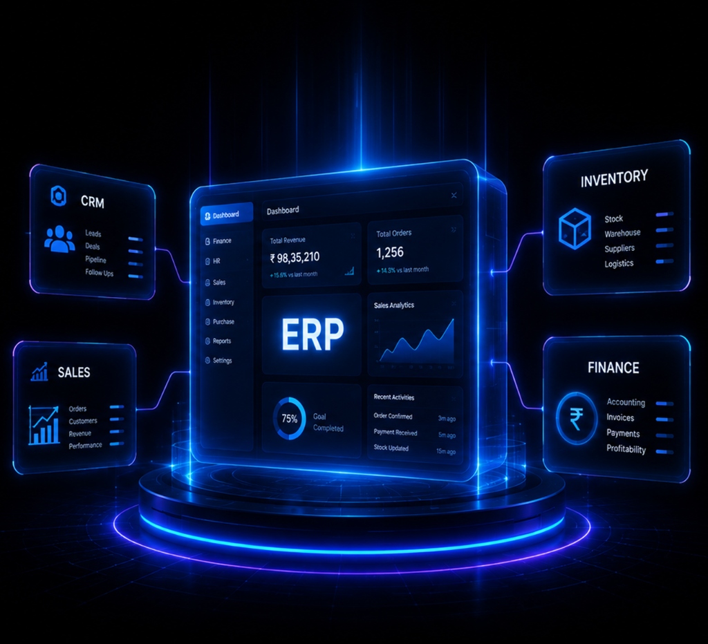 ERP CRM Dashboard Illustration ERP CRM Dashboard Illustration